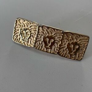 Anne Klein Gold tone Lion Motif barrette made in France